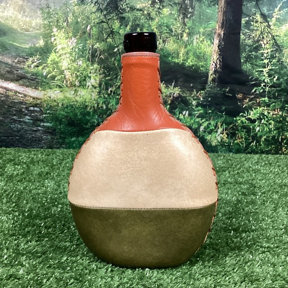 Vintage Leather Wrapped Color Block Wine Decanter